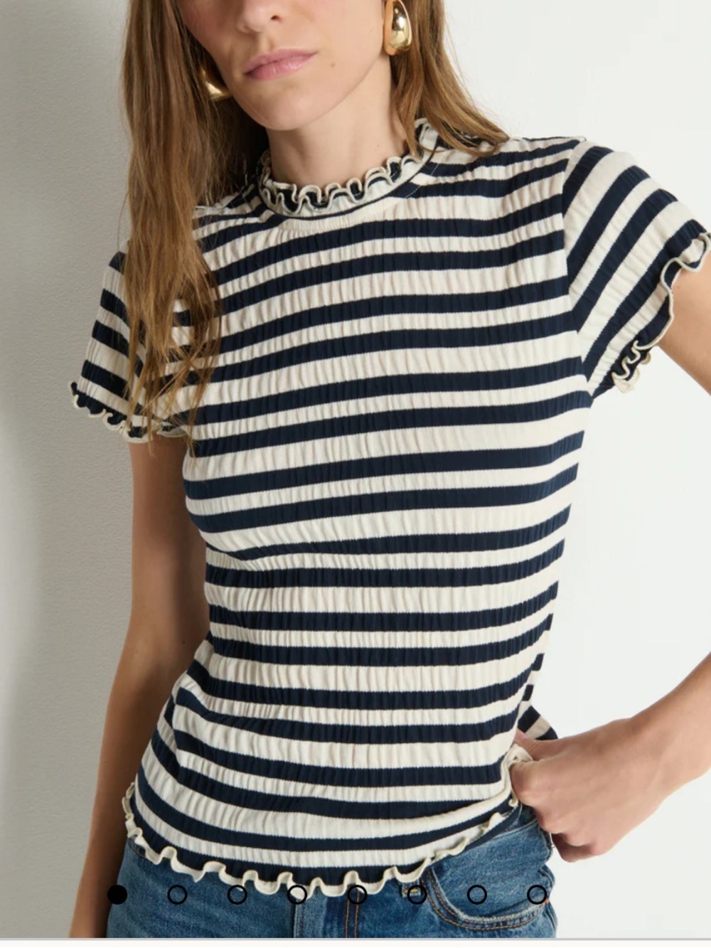 Nation Los Angeles Natalia Crinkle Striped Knit Top - Black & White NWT